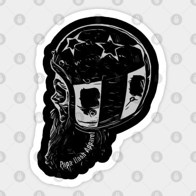 Papa Hash Apparel: Helmet Head Sticker by Papa Hash's House of Art